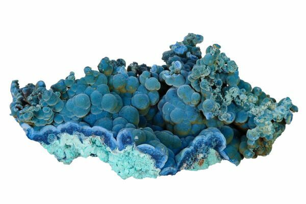 Botryoidal shattuckite on chrysocolla from Rancho Jacalito, Mexico